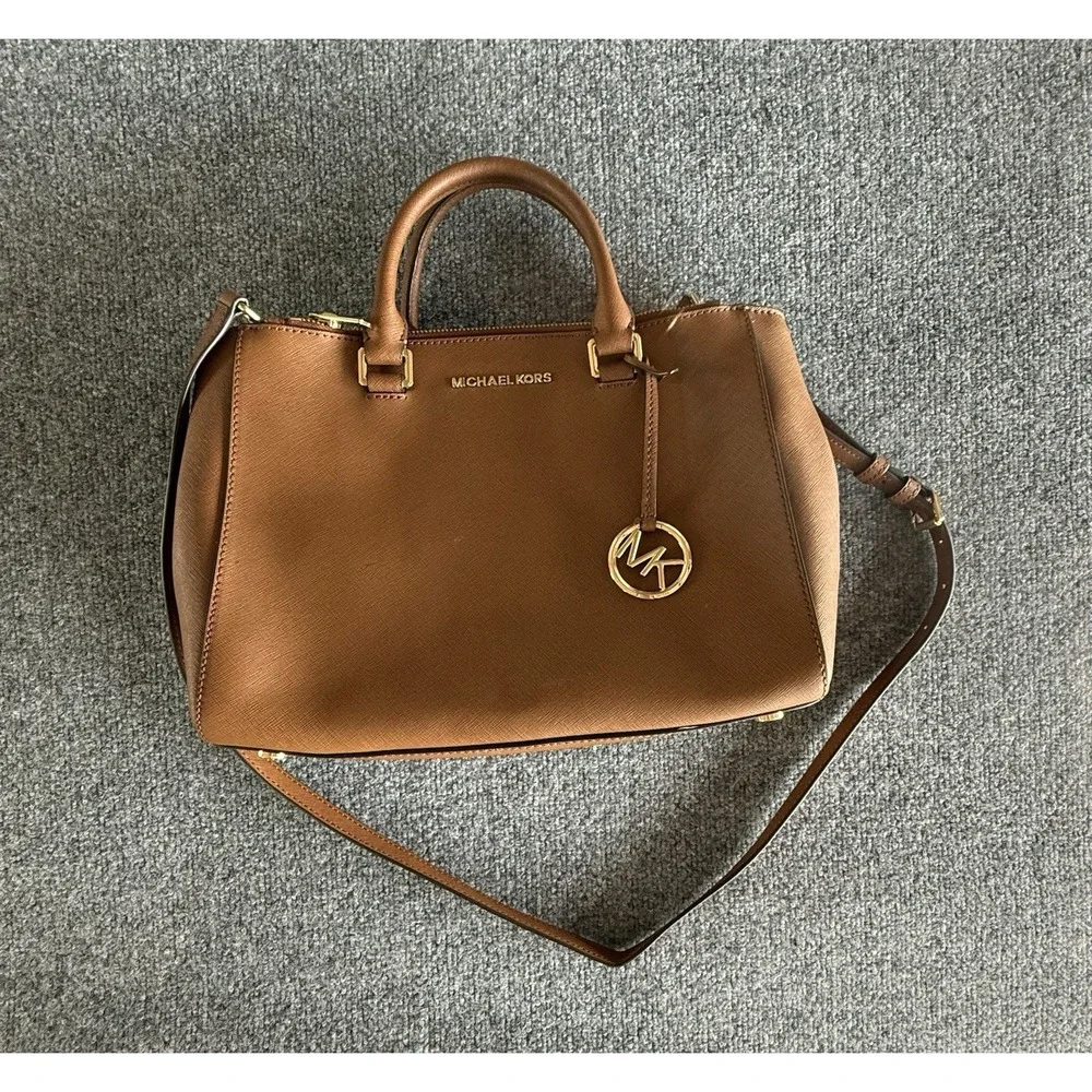 Michael Kors Sutton Leather‎ Medium Satchel Handbag-Luggage/Brown  SH9